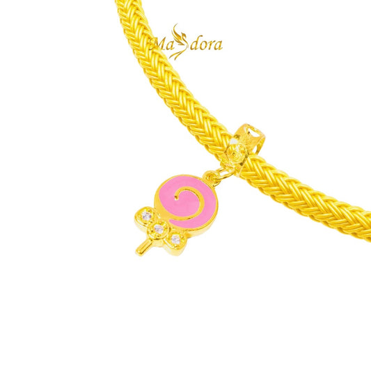 MASDORA 916 Gold Charms Charm Emas ~ Enamel Charm - Lollipop (EMAS 916/22K)