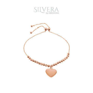 SILVERA Rose Gold Plated Amore Beads Adjustable Bracelet, 925 Silver by Masdora