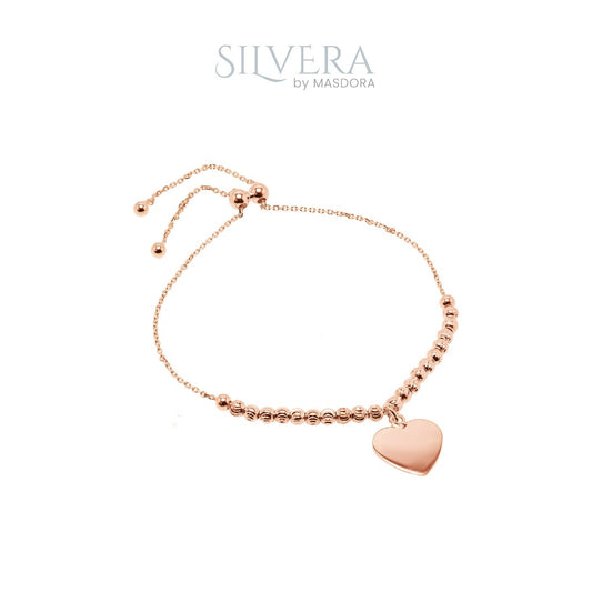 SILVERA Rose Gold Plated Amore Beads Adjustable Bracelet, 925 Silver by Masdora