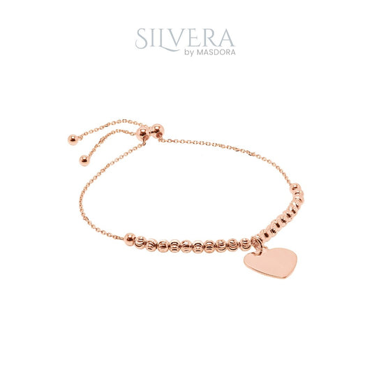 SILVERA Rose Gold Plated Amore Beads Adjustable Bracelet, 925 Silver by Masdora