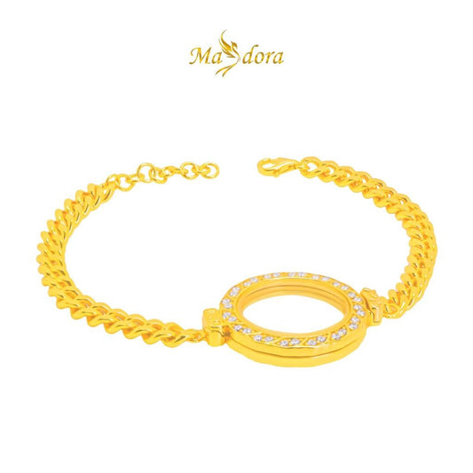 SILVERA 24K Gold Plated Rosie Medallion Bracelet, 925 Silver by Masdora