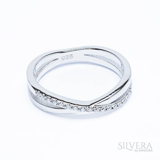 SILVERA 925 Silver Ring Rings Cincin Perak ~ Sparkling Galaxy Cross Ring, 925 Silver by Masdora