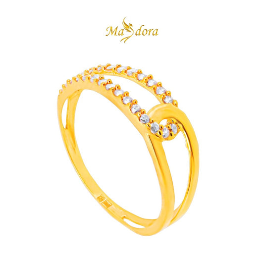 MASDORA 916 Gold Ring Rings Cincin Emas ~ Sparkling Cross Links (EMAS 916/22K)