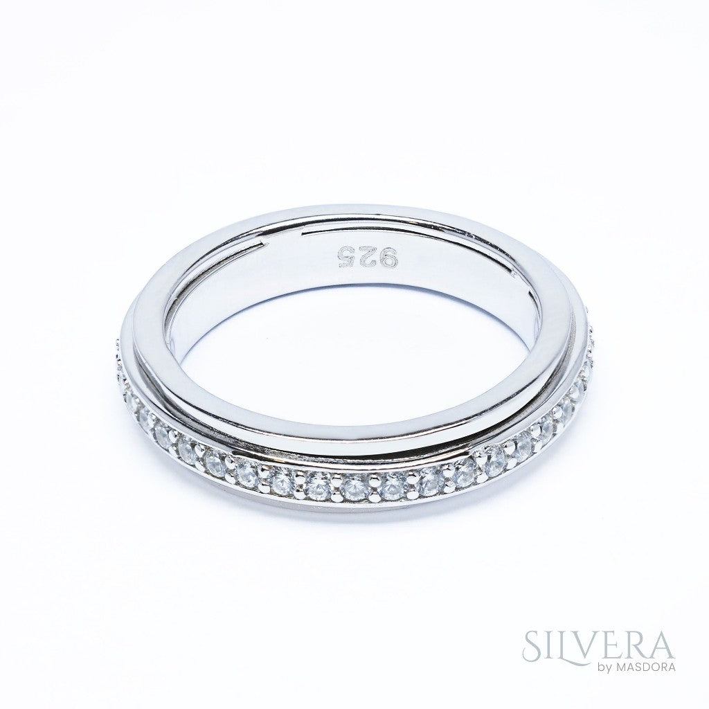 SILVERA 925 Silver Ring Rings Cincin Perak ~ Sparkling Love Pave Ring, 925 Silver by Masdora