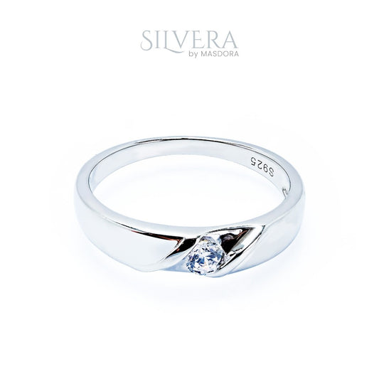 SILVERA 925 Silver Ring Rings Cincin Perak ~ True Love Wedding Band, 925 Silver by Masdora