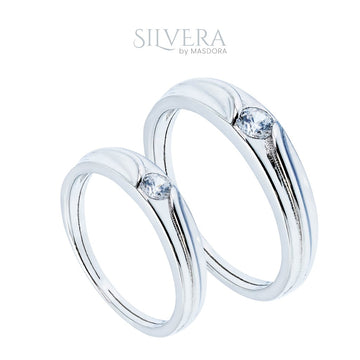 SILVERA 925 Silver Ring Rings Cincin Perak ~ Harmony Love Wedding Band, 925 Silver by Masdora