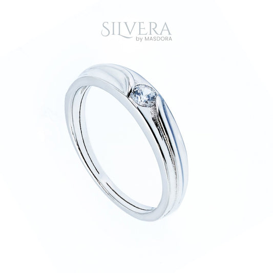 SILVERA 925 Silver Ring Rings Cincin Perak ~ Harmony Love Wedding Band, 925 Silver by Masdora