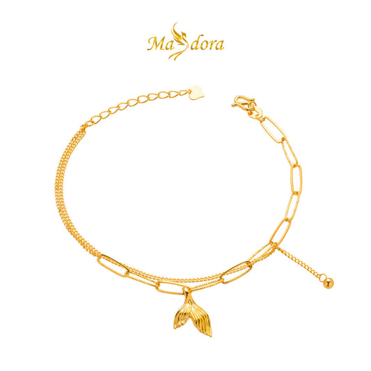 MASDORA 999 Gold Bracelet Rantai Tangan Emas ~ Golden Mermaid Dangle (EMAS 999/24K)