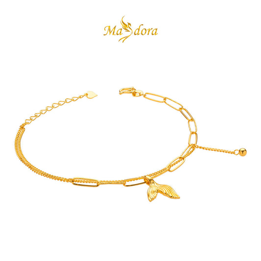 MASDORA 999 Gold Bracelet Rantai Tangan Emas ~ Golden Mermaid Dangle (EMAS 999/24K)