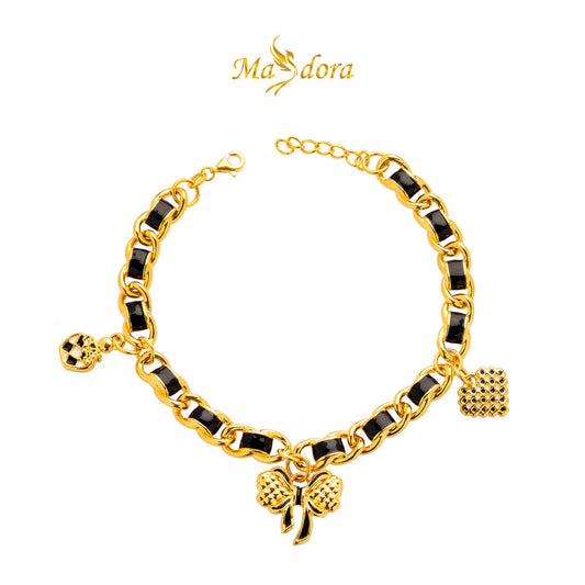 MASDORA 999 Gold Bracelet Rantai Tangan Emas ~ Twee Dangles Edition (EMAS 999/24K)