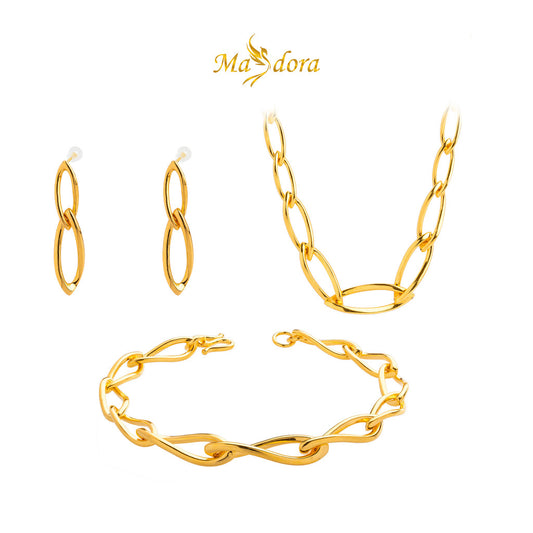MASDORA 999 Gold Bracelet Rantai Tangan Emas ~ Double Spiral Set (EMAS 999/24K)