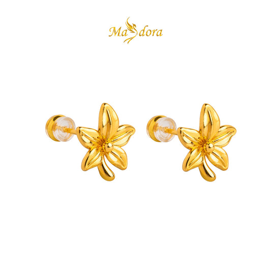 MASDORA 999 Gold Earring Earrings Emas ~ Wee Flower (EMAS 999/24K)