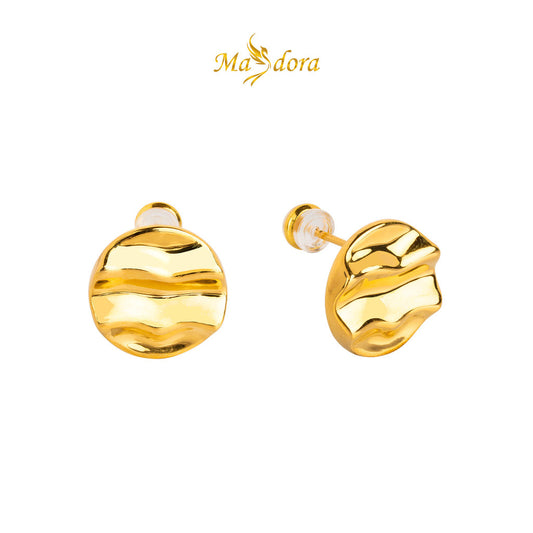 MASDORA 999 Gold Earring Earrings Subang Emas ~ Round Ripple Wave (EMAS 999/24K)
