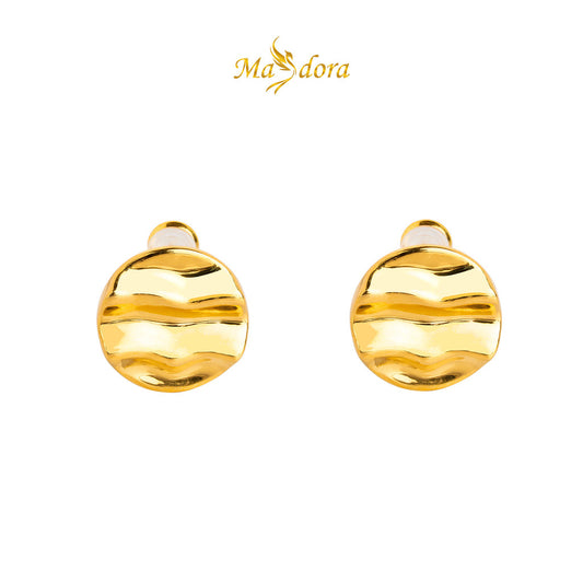 MASDORA 999 Gold Earring Earrings Subang Emas ~ Round Ripple Wave (EMAS 999/24K)