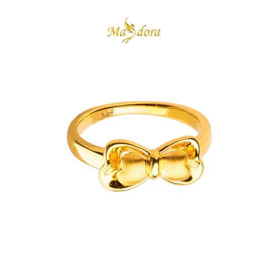 MASDORA 999 Gold Ring Rings Cincin Emas ~ Matte Leafy Ribbon (EMAS 999/24K)