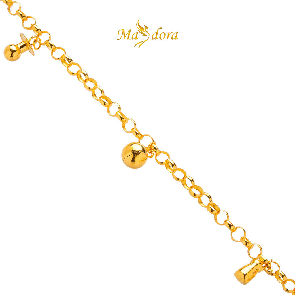 MASDORA 916 Gold Anklet Rantai Kaki Gelang Kaki Emas ~ Cutie Baby Anklet (EMAS 916/22K)