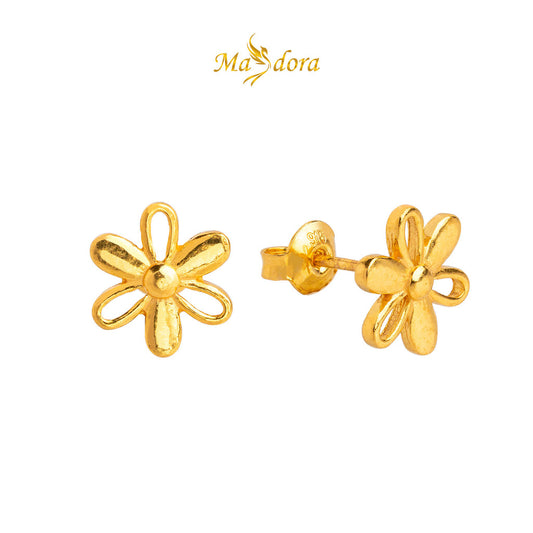 MASDORA 916 Gold Earrings Earring Subang Emas ~ Golden Double Blossom (EMAS 916/22K)