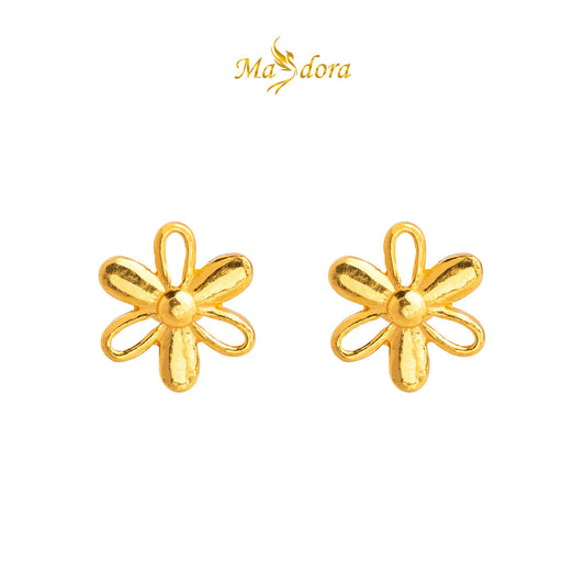 MASDORA 916 Gold Earrings Earring Subang Emas ~ Golden Double Blossom (EMAS 916/22K)