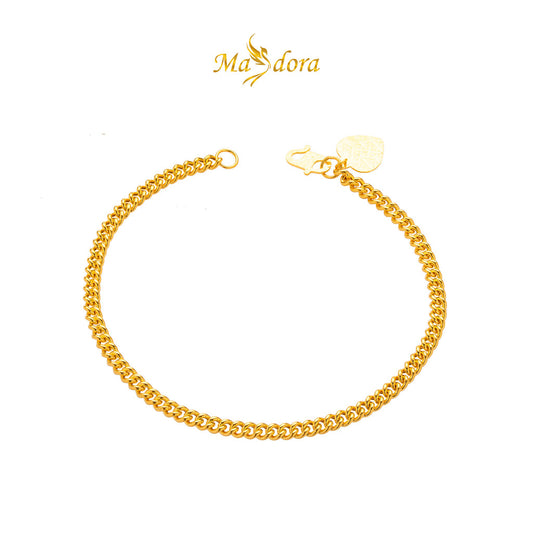 MASDORA 916 Gold Bracelet Rantai Tangan Emas ~ Gajah Licin (3mm) (EMAS 916/22K)