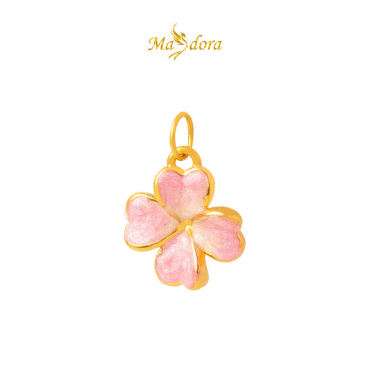 MASDORA 999 Gold Pendant Loket Emas ~ Acutifolia Flower (Pink) (EMAS 999/24K) -- FREE 925 SILVER NECKLACE!