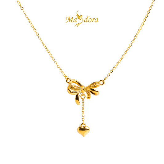 MASDORA 999 Gold Necklace Rantai Leher Emas ~ Binded Ribbon Dangle (EMAS 999/24K)