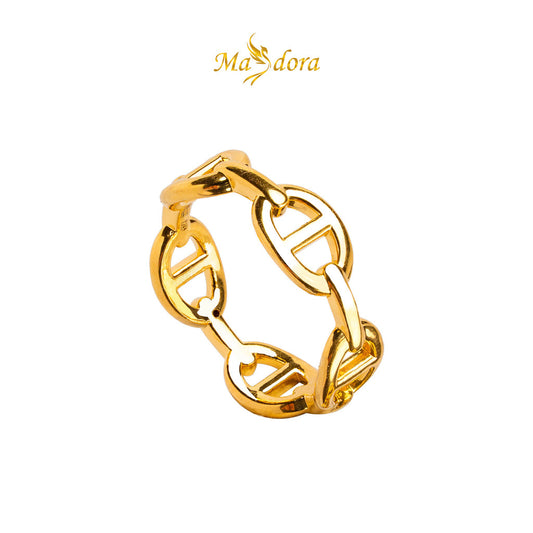 MASDORA 999 Gold Ring Rings Cincin Emas ~ Golden D Band (EMAS 999/24K)
