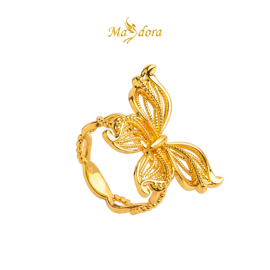 MASDORA 999 Gold Ring Rings Cincin Emas ~Enormous Fable Butterfly (EMAS 999/24K)