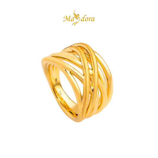 MASDORA 999 Gold Ring Rings Cincin Emas ~ Golden Fancy Matte (EMAS 999/24K)