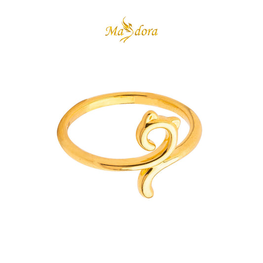 MASDORA 999 Gold Ring Rings Cincin Emas ~ Golden Kitty Cat (EMAS 999/24K)