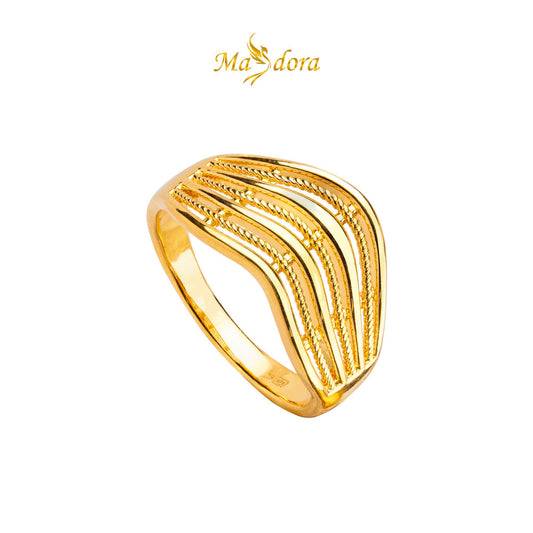 MASDORA 999 Gold Ring Rings Cincin Emas ~ Elegant Wavy Rope (EMAS 999/24K)
