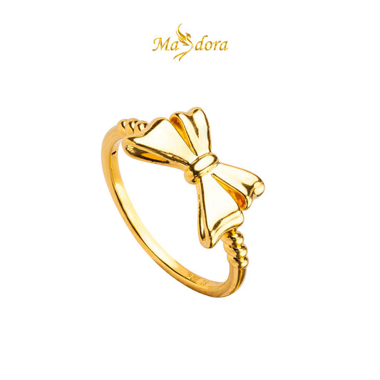 MASDORA 999 Gold Ring Rings Cincin Emas ~ Golden Twisted Bow (EMAS 999/24K)