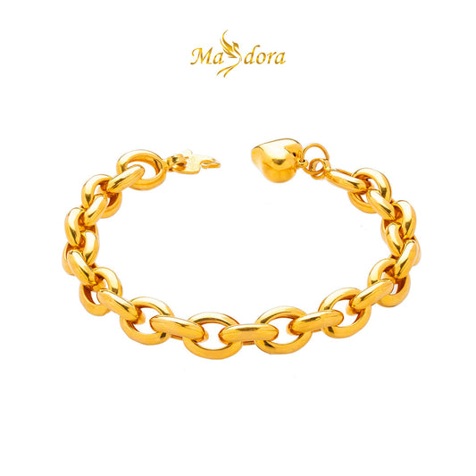 MASDORA 916 Gold Bracelet Rantai Tangan Emas ~ Pearl Links High Polish (EMAS 916/22K)