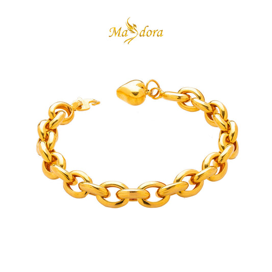 MASDORA 916 Gold Bracelet Rantai Tangan Emas ~ Pearl Links High Polish (EMAS 916/22K)