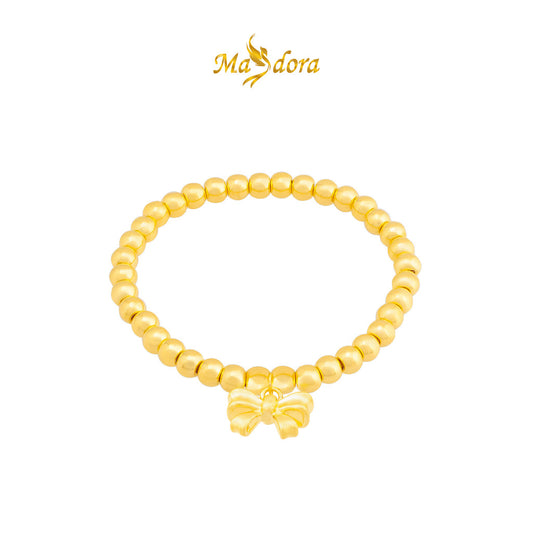 MASDORA 999 Gold Bracelet Rantai Tangan Emas ~ Stretchable Cutie Bow Boba (EMAS 999/24K)