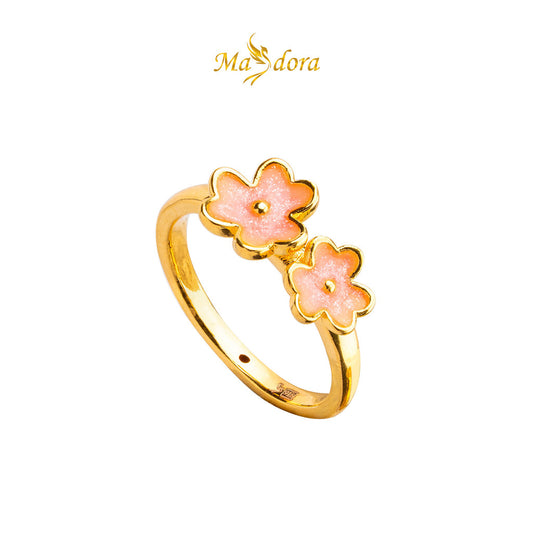 MASDORA 916 Gold Ring Rings Cincin Emas ~ HG Double Trifoglio (Pink) (EMAS 916/22K)