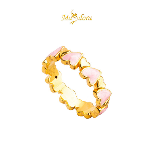 MASDORA 916 Gold Ring Rings Cincin Emas ~ HG Interlaced Love Universe (Pink) (EMAS 916/22K)