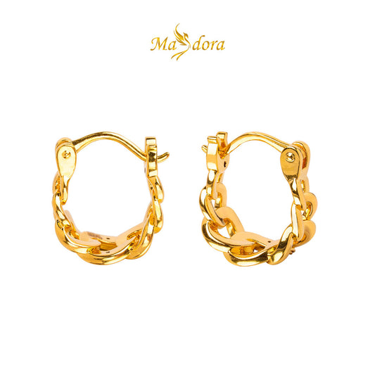 MASDORA 999 Gold Earring Earrings Subang Emas ~ Golden Chained Harp (EMAS 999/24K)