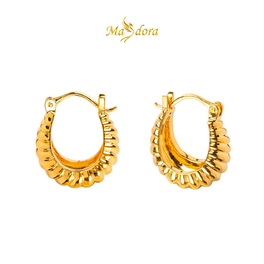 MASDORA 999 Gold Earring Earrings Subang Emas ~ Golden Leech Harp (EMAS 999/24K)