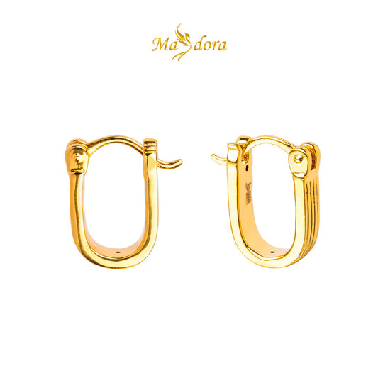 MASDORA 999 Gold Earring Earrings Subang Emas ~ Golden Linear Harp (EMAS 999/24K)