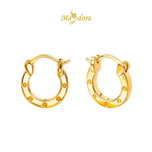 MASDORA 999 Gold Earring Earrings Subang Emas ~ Golden Dotted Harp (EMAS 999/24K)