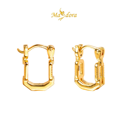 MASDORA 999 Gold Earring Earrings Subang Emas ~ Golden Paperclip Harp (EMAS 999/24K)