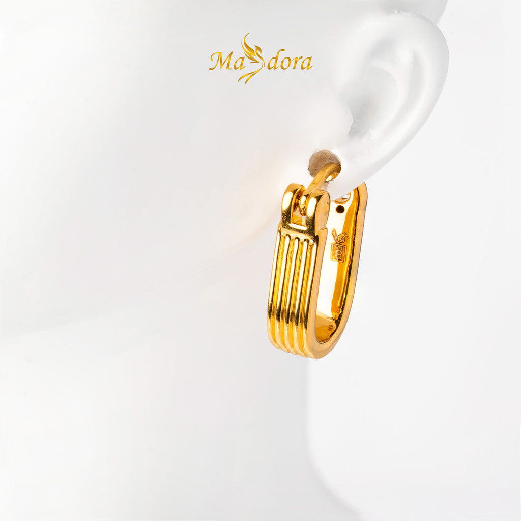 MASDORA 999 Gold Earring Earrings Subang Emas ~ Golden Linear Harp (EMAS 999/24K)