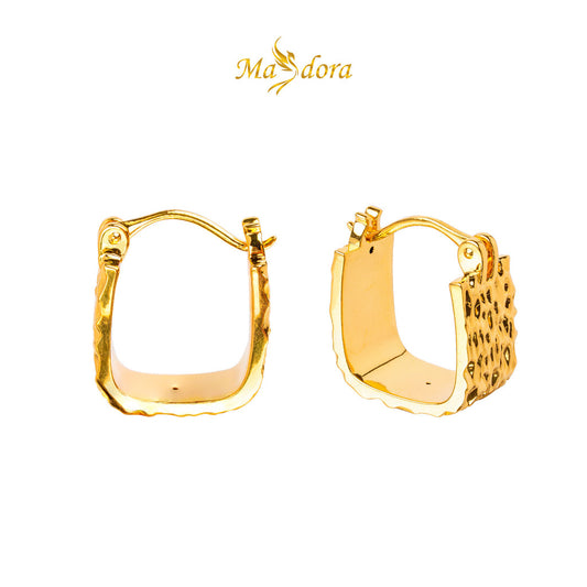MASDORA 999 Gold Earring Earrings Subang Emas ~ Golden Crinkled Harp (EMAS 999/24K)