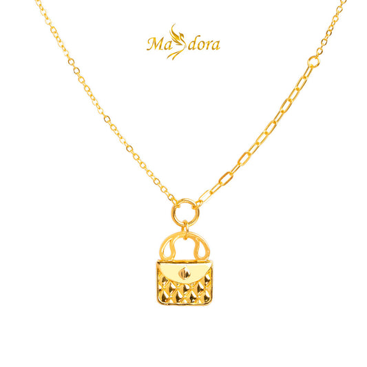 MASDORA 999 Gold Necklace Rantai Leher Emas ~ Exclusive Handbag Paperclip (EMAS 999/24K)