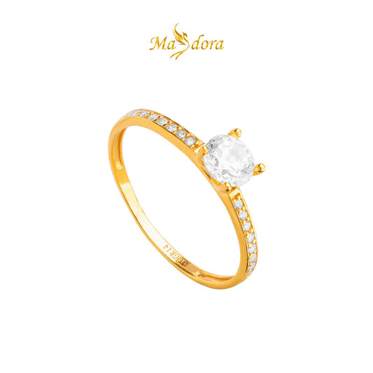 MASDORA 916 Gold Ring Rings Cincin Emas ~ Sparkling Aurora Solitaire (EMAS 916/22K)