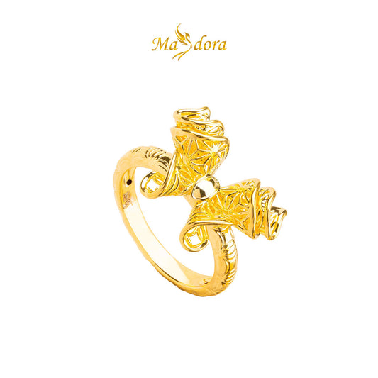 MASDORA 916 Gold Ring Rings Cincin Emas ~ HG Golden Ruffled Butterfly (EMAS 916/22K)