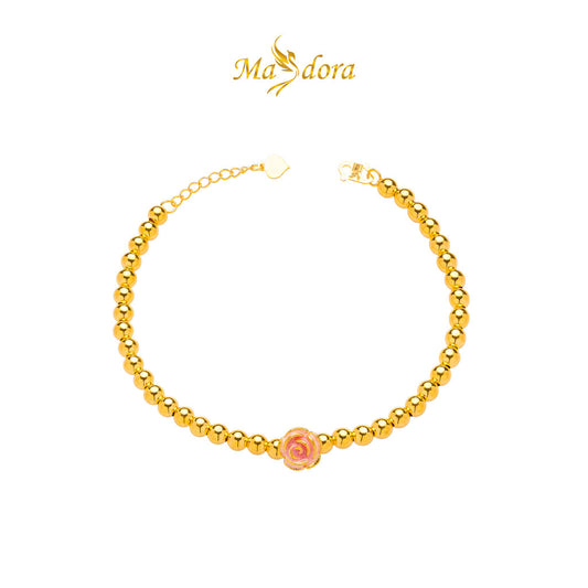 MASDORA 916 Gold Bracelet Rantai Tangan Emas ~ HG Glorious Rose Boba (Pink) (EMAS 916/22K)