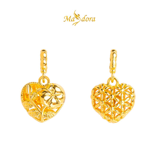 MASDORA 916 Gold Pendant Loket Emas ~ HG Daisy Hibiscus Heart (EMAS 916/22K)