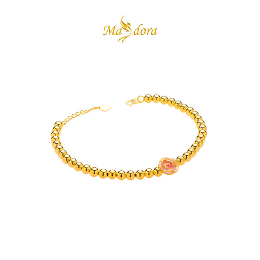 MASDORA 916 Gold Bracelet Rantai Tangan Emas ~ HG Glorious Rose Boba (Pink) (EMAS 916/22K)