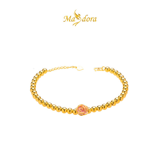 MASDORA 916 Gold Bracelet Rantai Tangan Emas ~ HG Glorious Rose Boba (Pink) (EMAS 916/22K)